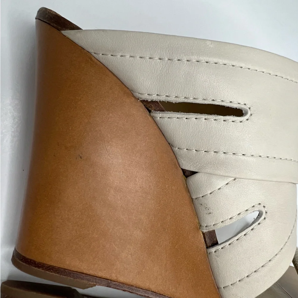 Rag & bone Shaw Wedge Sandals in Cream Size Leather Size 38.5